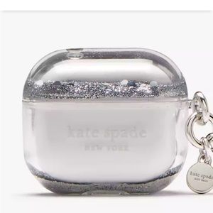 BNIB Kate Spade Silver Confetti Liquid Glitter AirPod 3rd Generation Case
